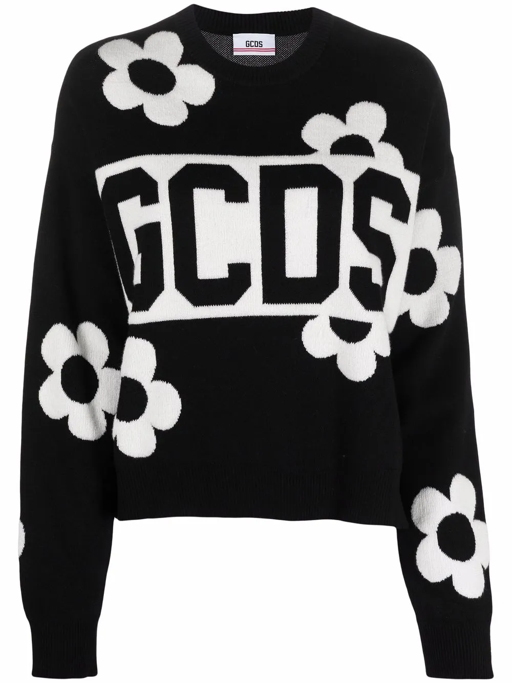 

Gcds suéter tejido con estampado floral - Negro