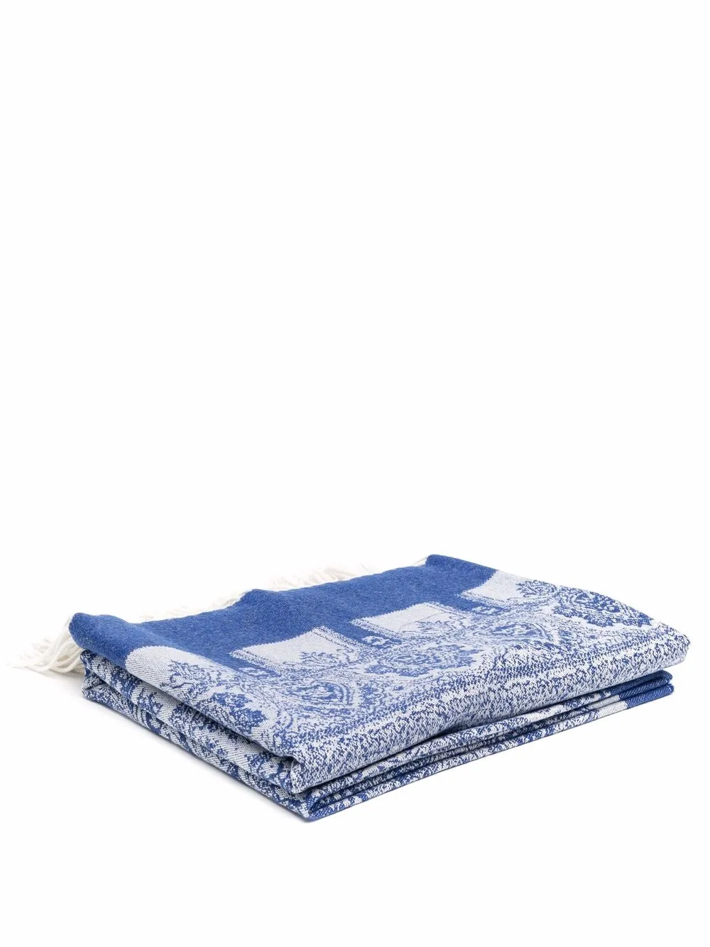 

ETRO HOME paisley-print fringed blanket - Blue