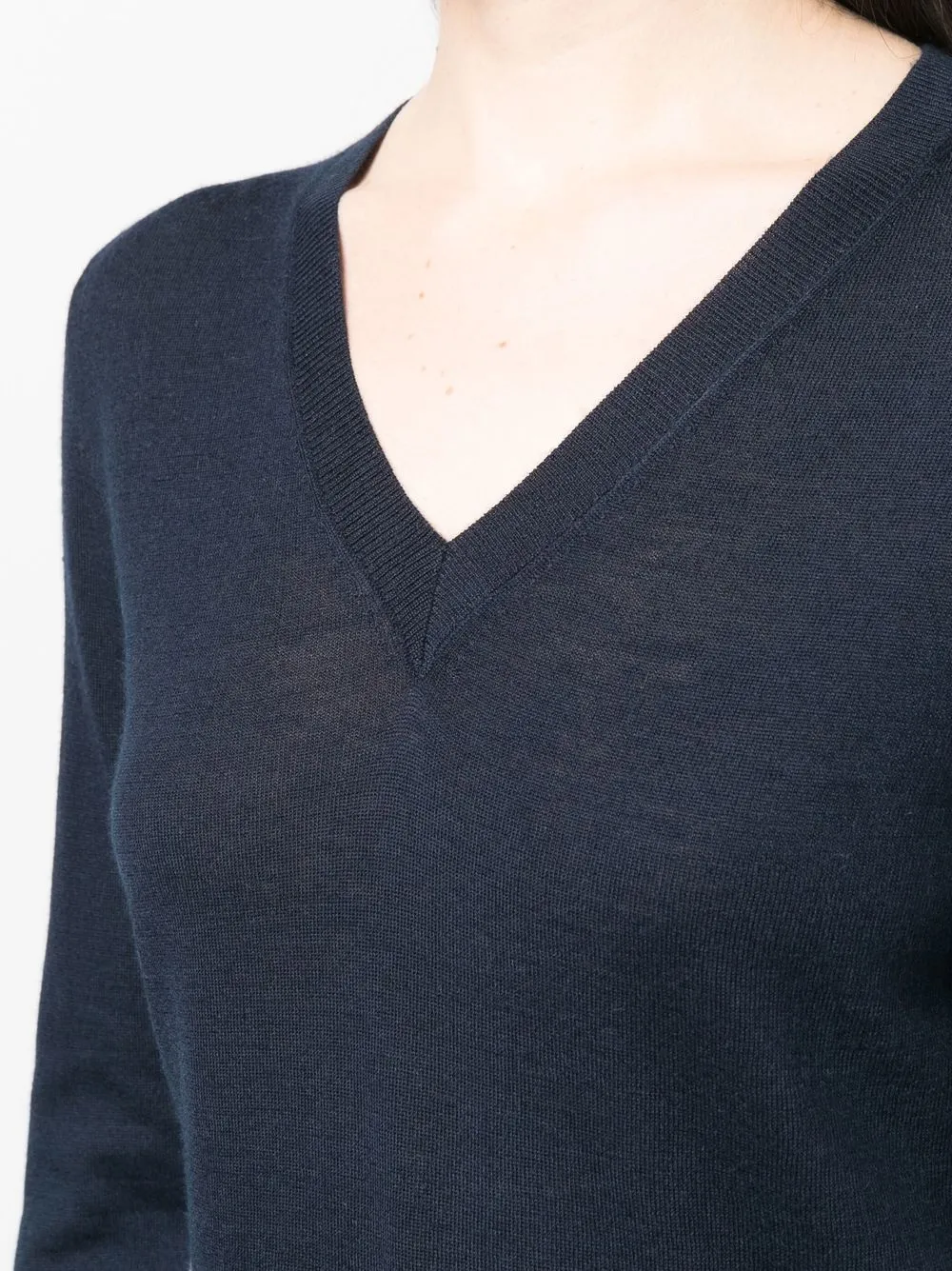 Shop P.a.r.o.s.h V-neck Cashmere Jumper In Blue