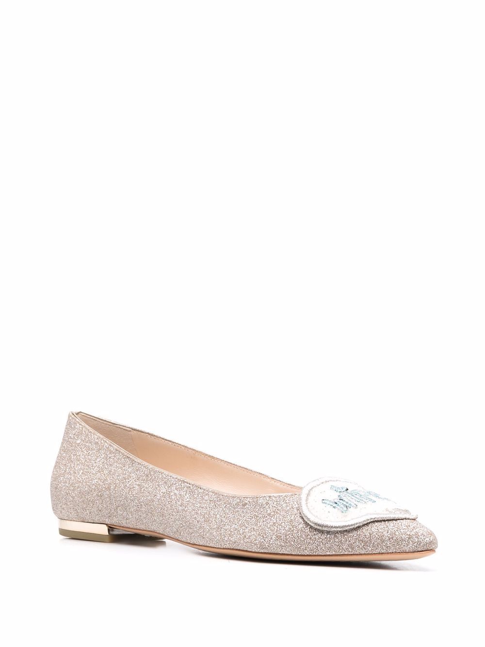 фото Sophia webster glitter-detail patch ballerina shoes