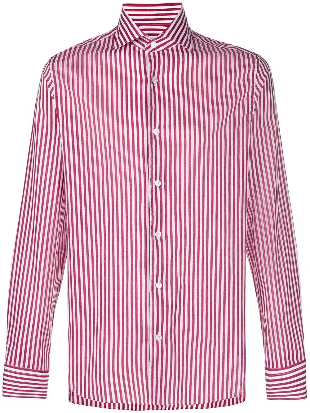 

Fedeli camisa con rayas estampadas y con cuello italiano - Rojo