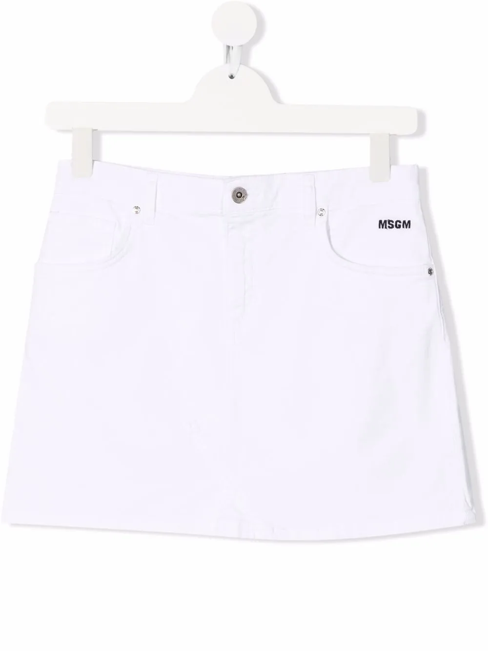 

MSGM Kids falda de mezclilla con logo estampado - Blanco