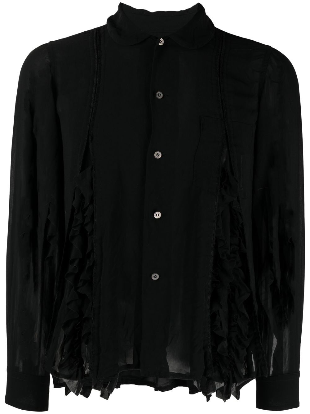 

Black Comme Des Garçons blusa semitransparente con volantes - Negro