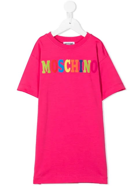 Moschino Kids تيشيرت طويل بطبعة شعار الماركة