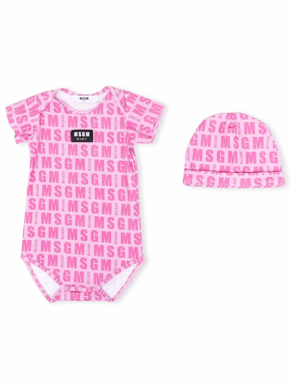 

MSGM Kids body manga corta con logo estampado - Rosado