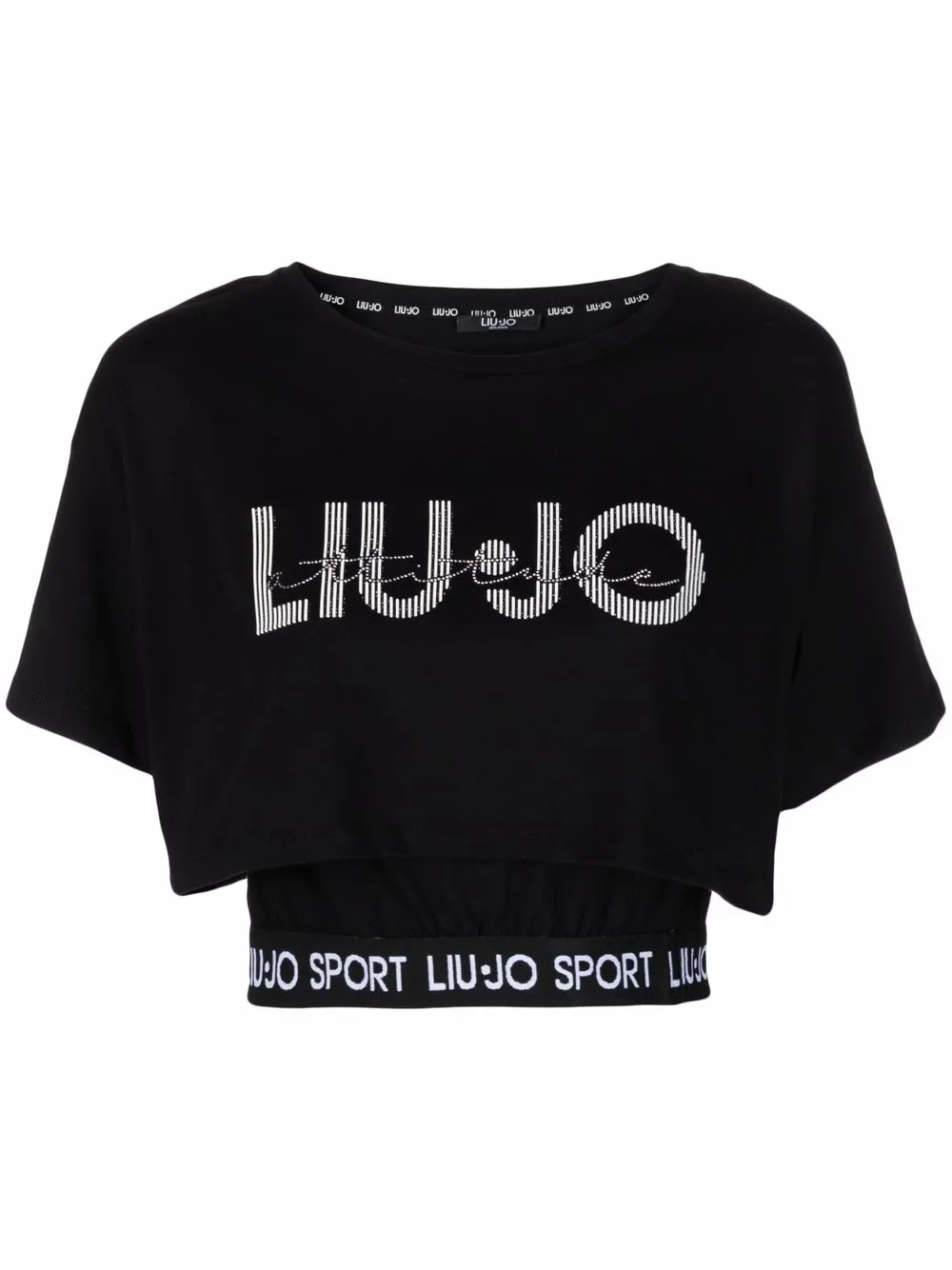 

LIU JO logo-print cropped T-shirt - Black