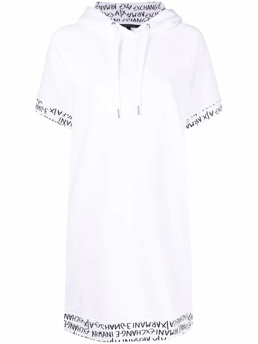 

Armani Exchange vestido con capucha y banda del logo - Blanco