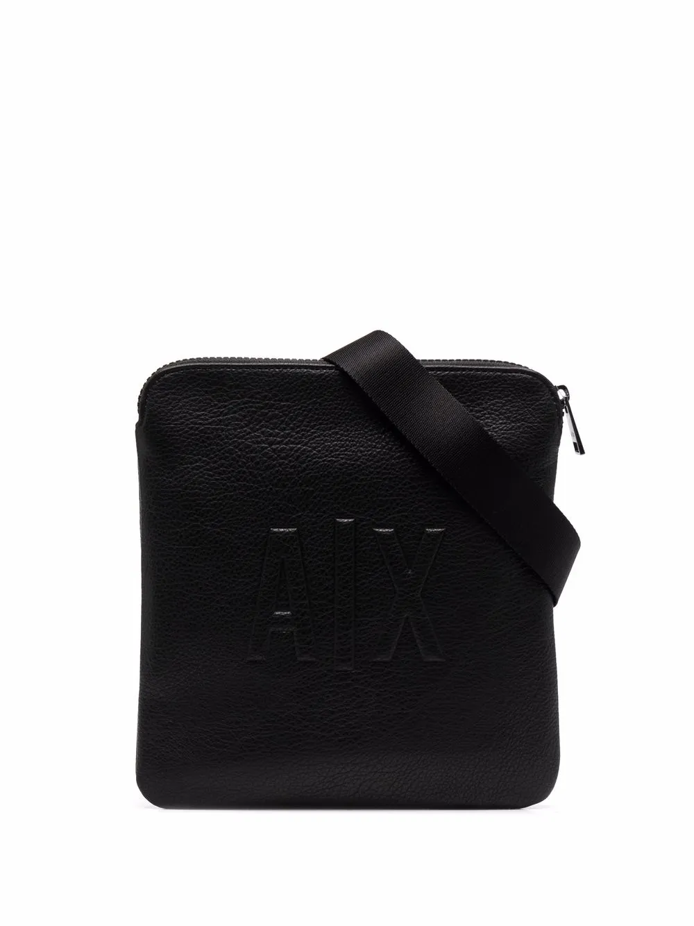 

Armani Exchange grained embossed-logo shoulder bag - Black