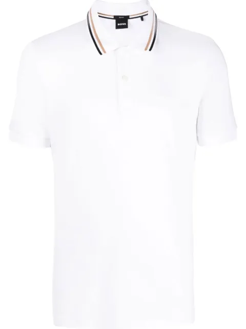 BOSS camisa tipo polo con cuello a rayas