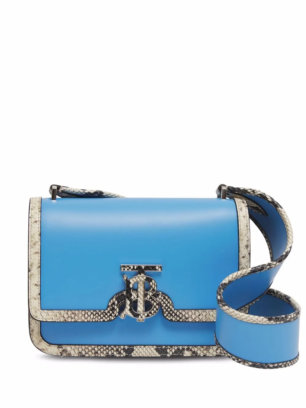 

Burberry bolsa de hombro TB con estampado de piel de serpiente - Azul