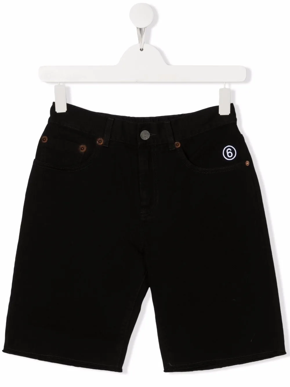 

MM6 Maison Margiela Kids TEEN embroidered logo denim shorts - Black