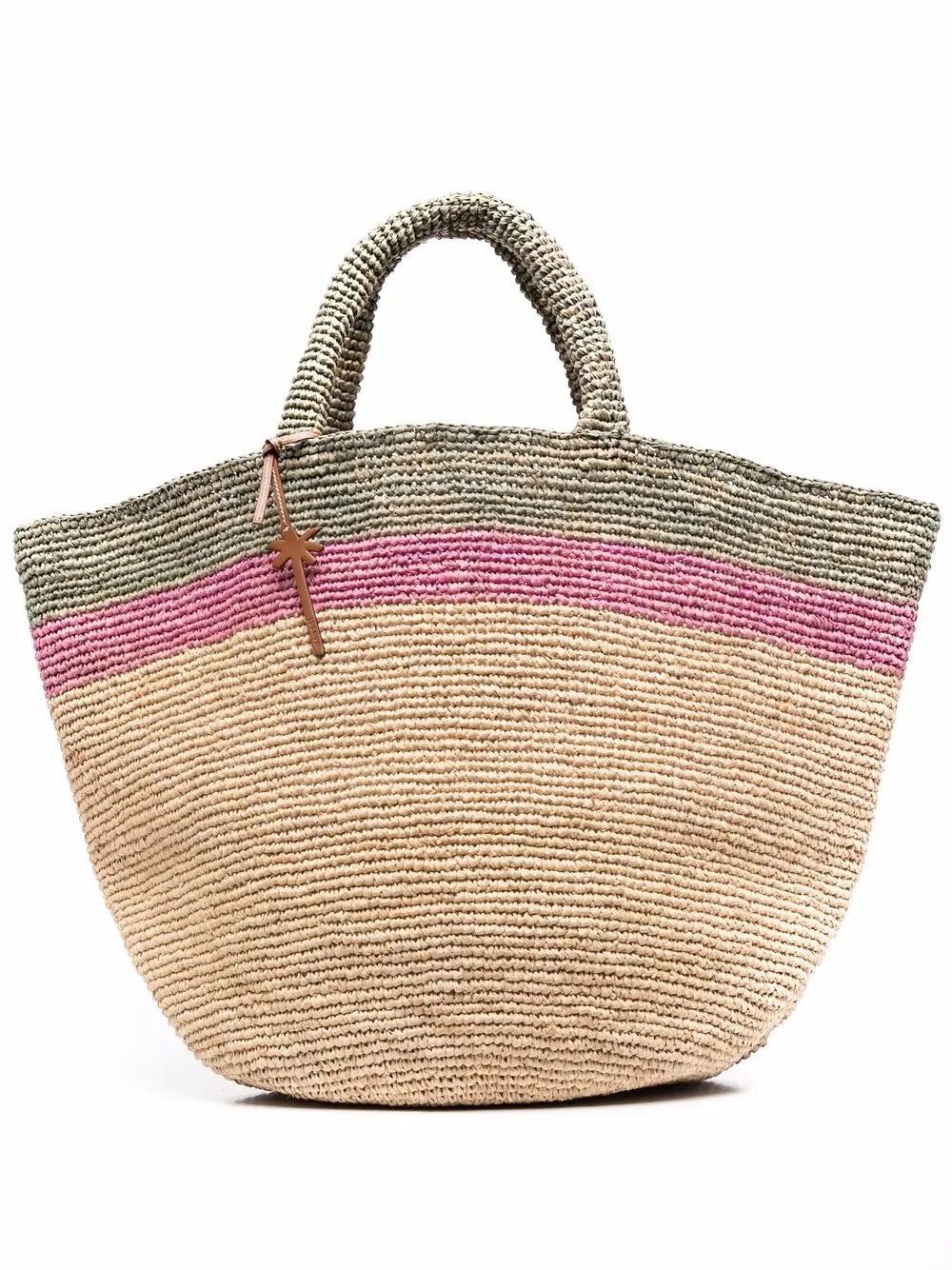 Manebi striped raffia tote bag