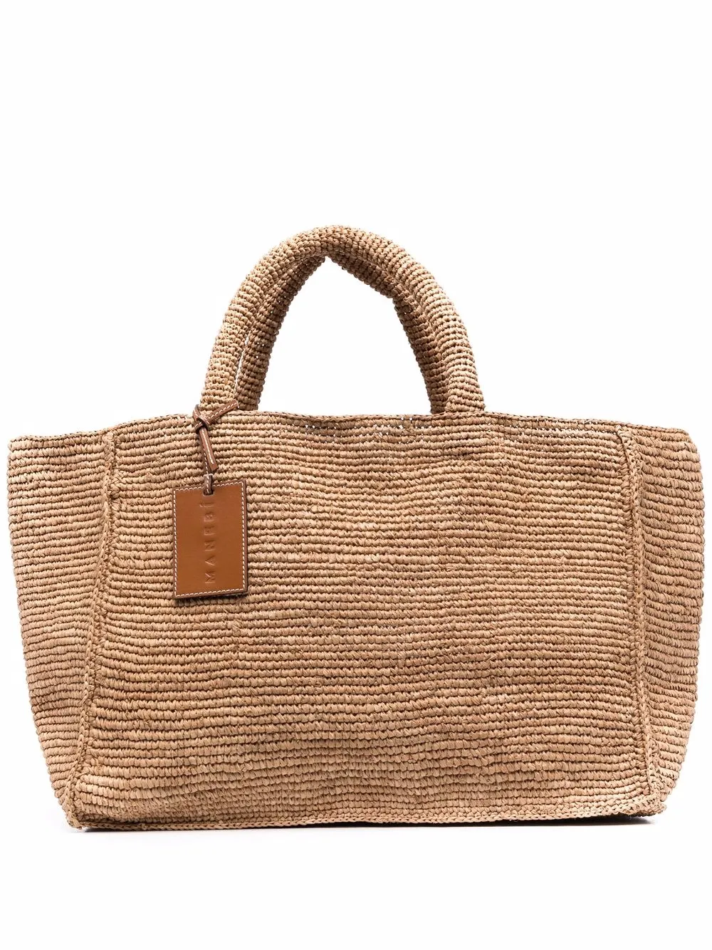 Manebi woven wicker-design tote bag