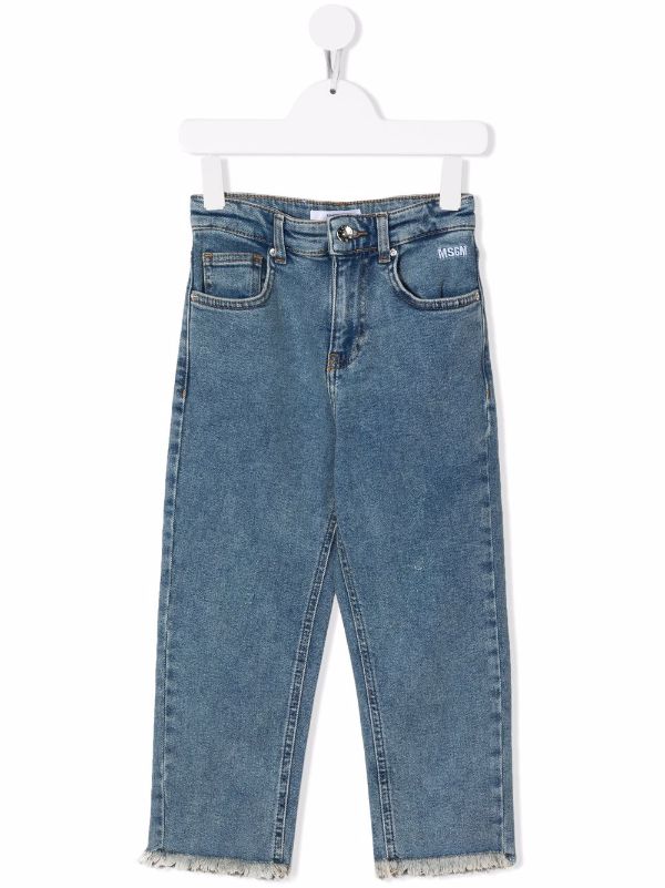 Blue Logo print straight leg jeans Farfetch Boys Clothing Jeans Straight Jeans 