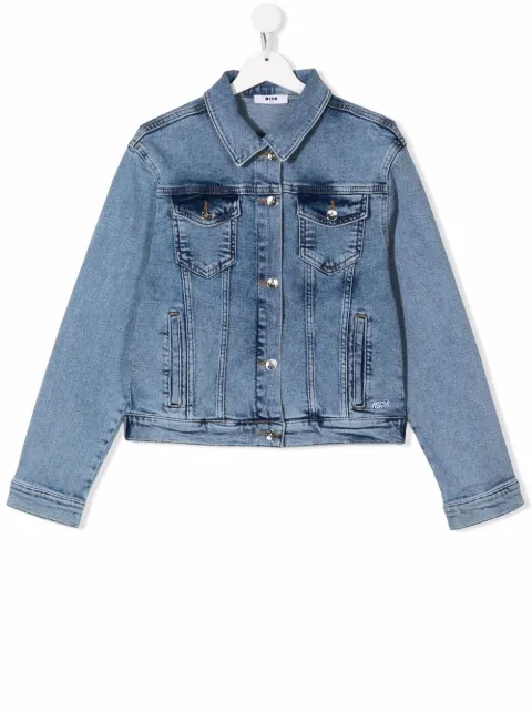 Msgm Kids جاكيت جينز بطبعة شعار الماركة