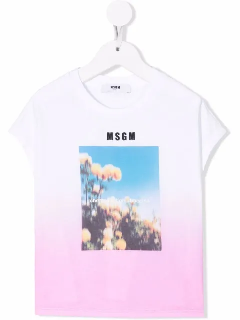 MSGM Kids ombré-effect cotton T-shirt