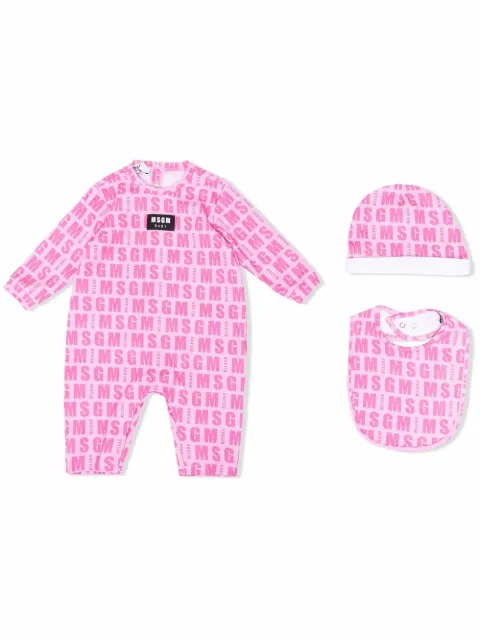 MSGM Kids mameluco de manga larga con logo estampado