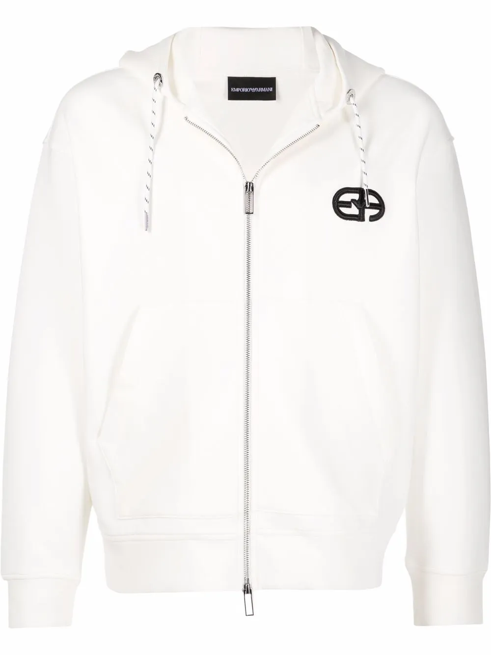 

Emporio Armani hoodie con logo bordado y cierre - Blanco