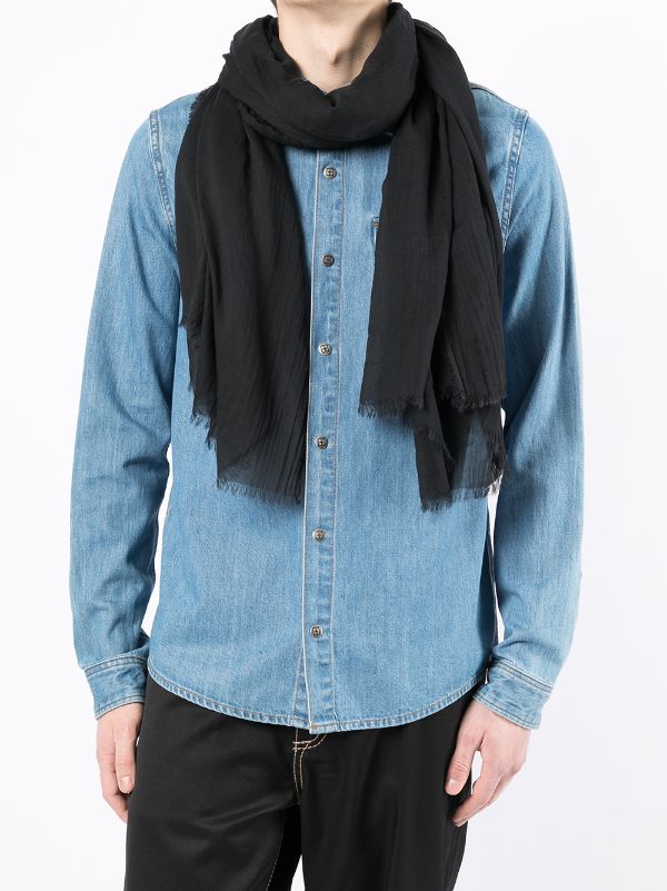 Woolen Scarf with Frayed Hem