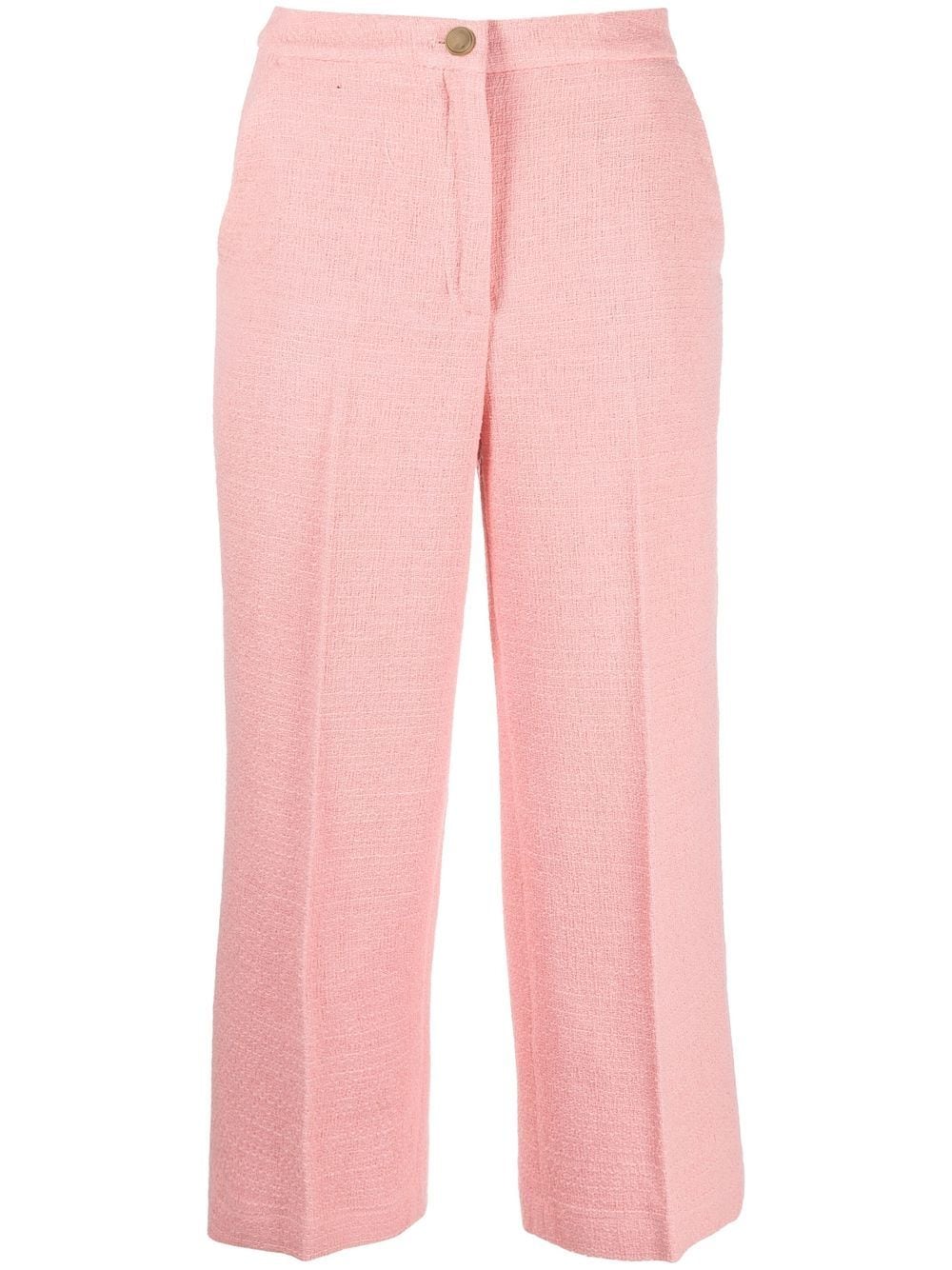 Liu •jo Croppe Flared-leg Trousers In Pink