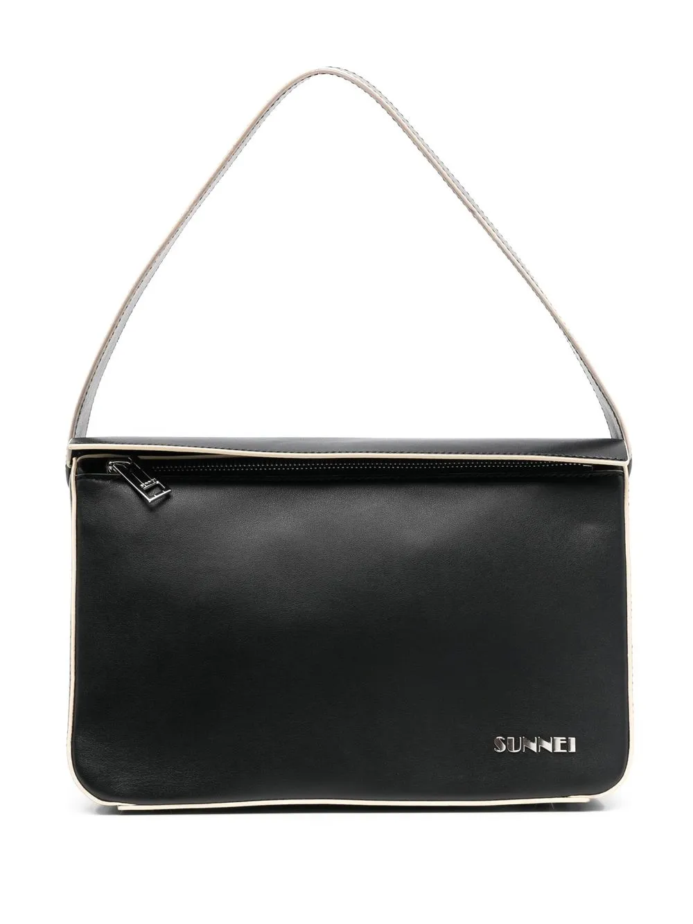 

Sunnei logo-plaque leather tote - Black