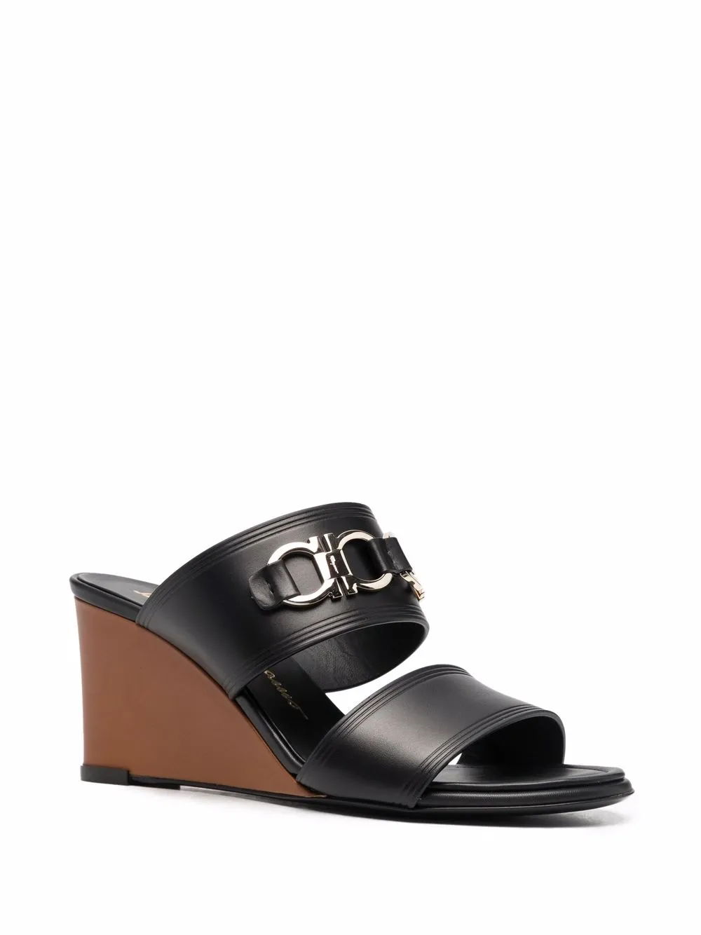 Ferragamo horsebit-detail open toe sandals Black