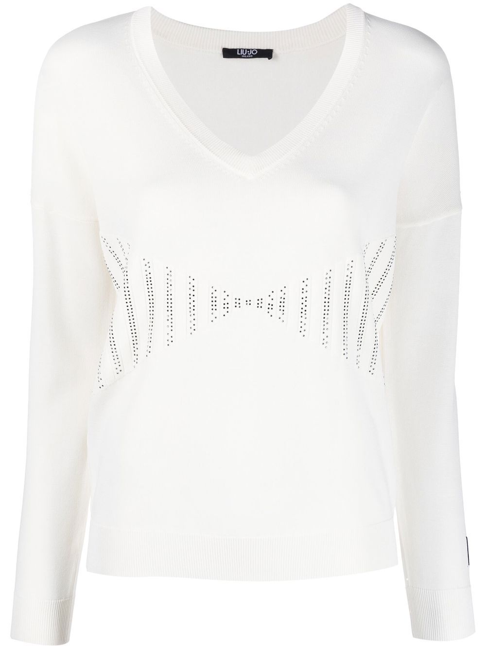 

LIU JO cut out-detail V-neck jumper - White