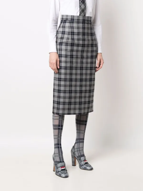 Pencil long hotsell plaid skirt