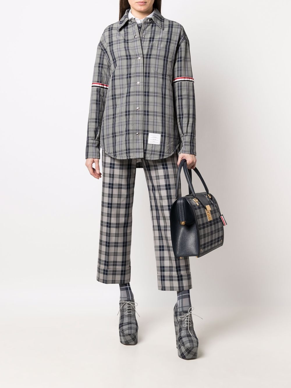 Thom Browne Donsjack met tartan ruit - Grijs