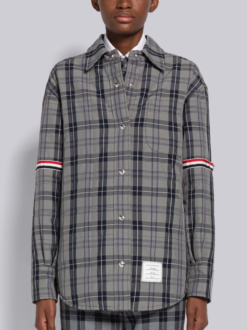 Tartan Nylon Canvas Armband Down Shirt 
