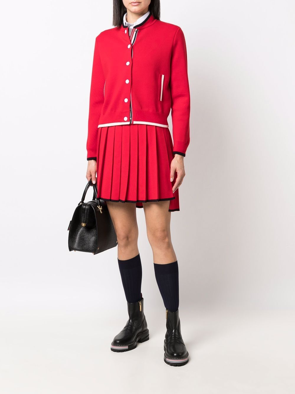 Thom Browne Plooirok met contrasterende afwerking - Rood