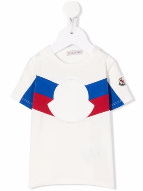 Moncler Enfant stripe-print logo-silhouette T-shirt
