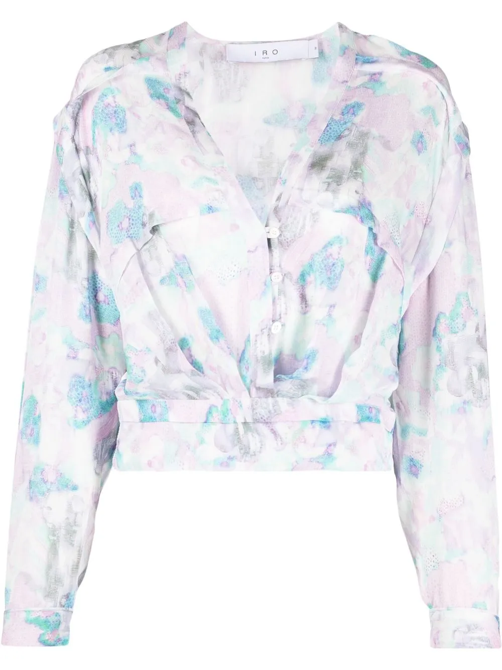 floral-print V-neck blouse