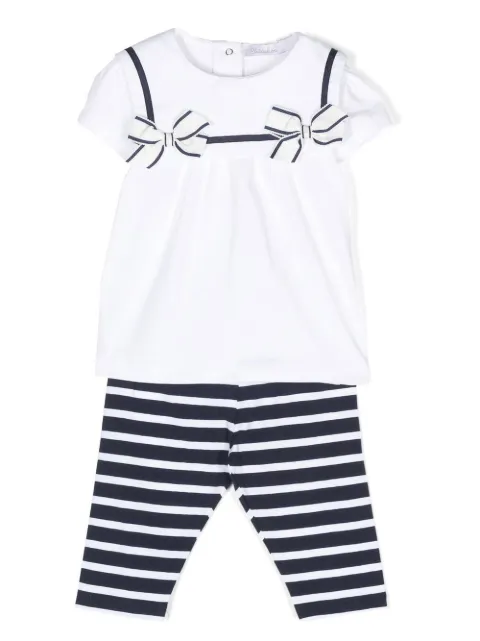 Patachou bow-detail striped trouser set