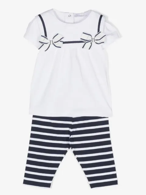 Patachou bow-detail striped trouser set