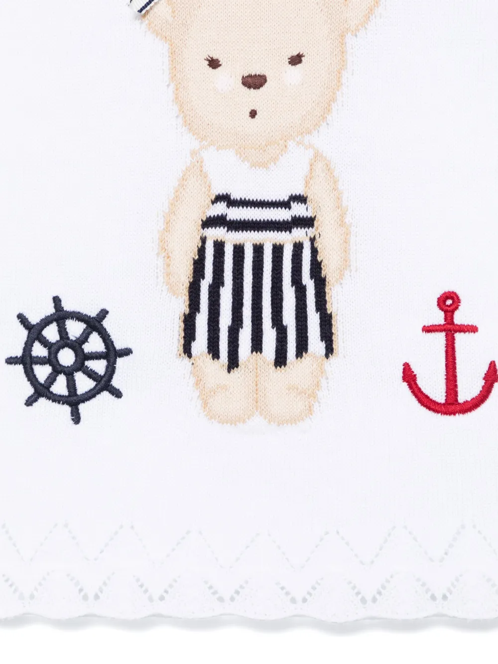 Patachou Trui met teddybeer intarsia Wit