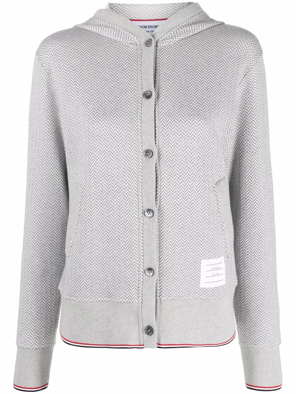 

Thom Browne RWB striped button-front hoodie - Grey