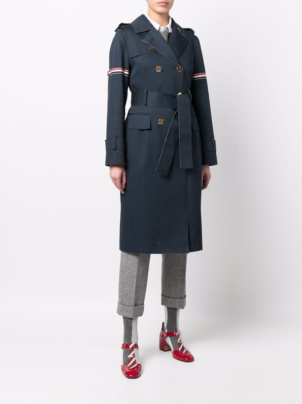 Thom Browne Trenchcoat met ceintuur - Blauw