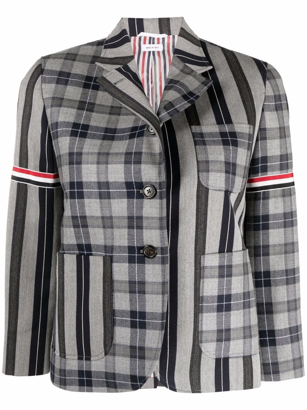 

Thom Browne chamarra deportiva corta con detalle RWB - Gris