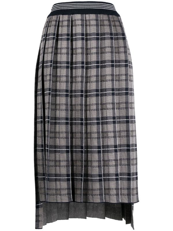 Midi plaid pleated top skirt