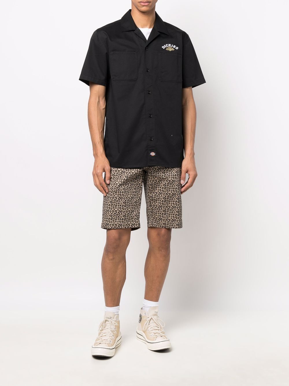 фото Dickies construct leopard-print cotton bermuda shorts