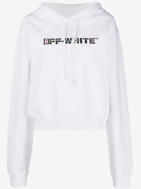 Off-White rhinestone-embellished logo hoodie