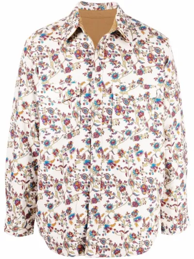 floral-print cotton shirt jacket 