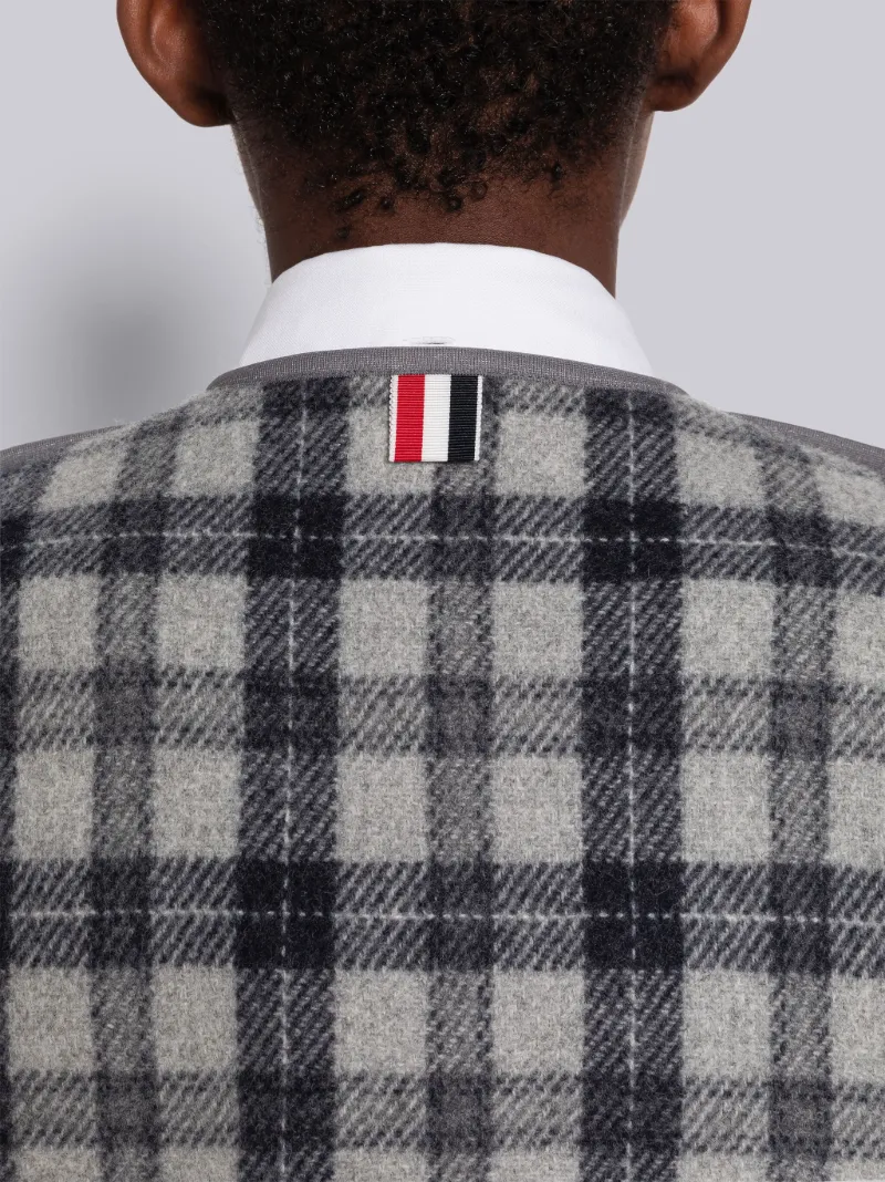 Double Face Wool Tartan Reversible VNeck Cardigan Thom Browne Official