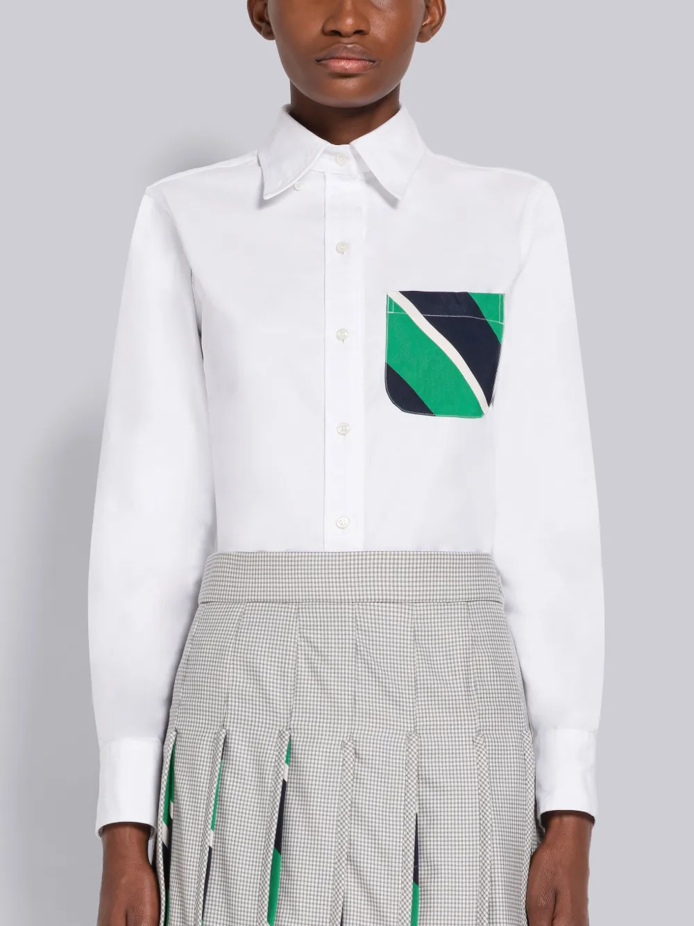 Thom Browne Oxford Stripe Pocket Button-down Shirt In White