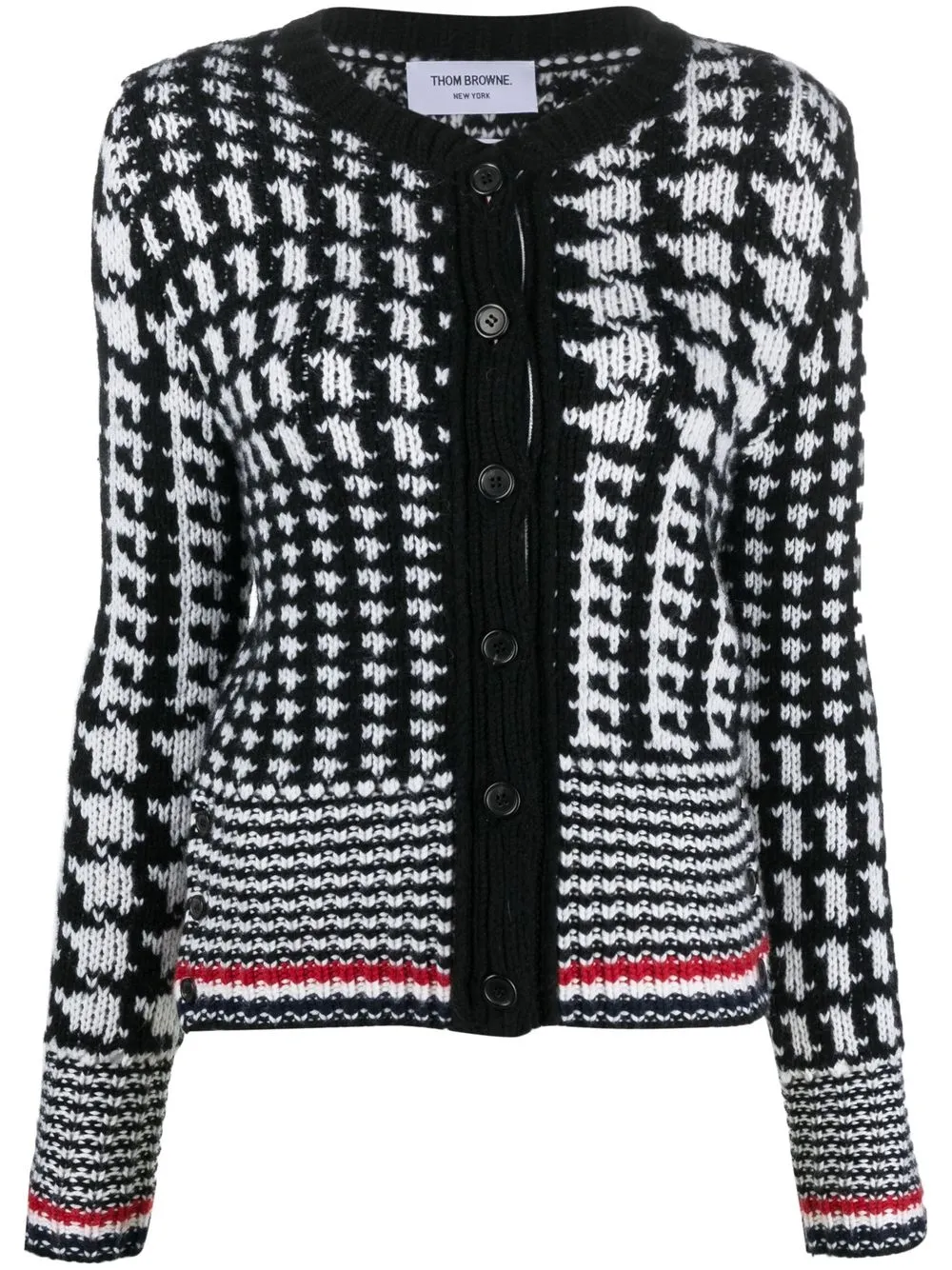 

Thom Browne RWB-Stripe jacquard cashmere cardigan - Black