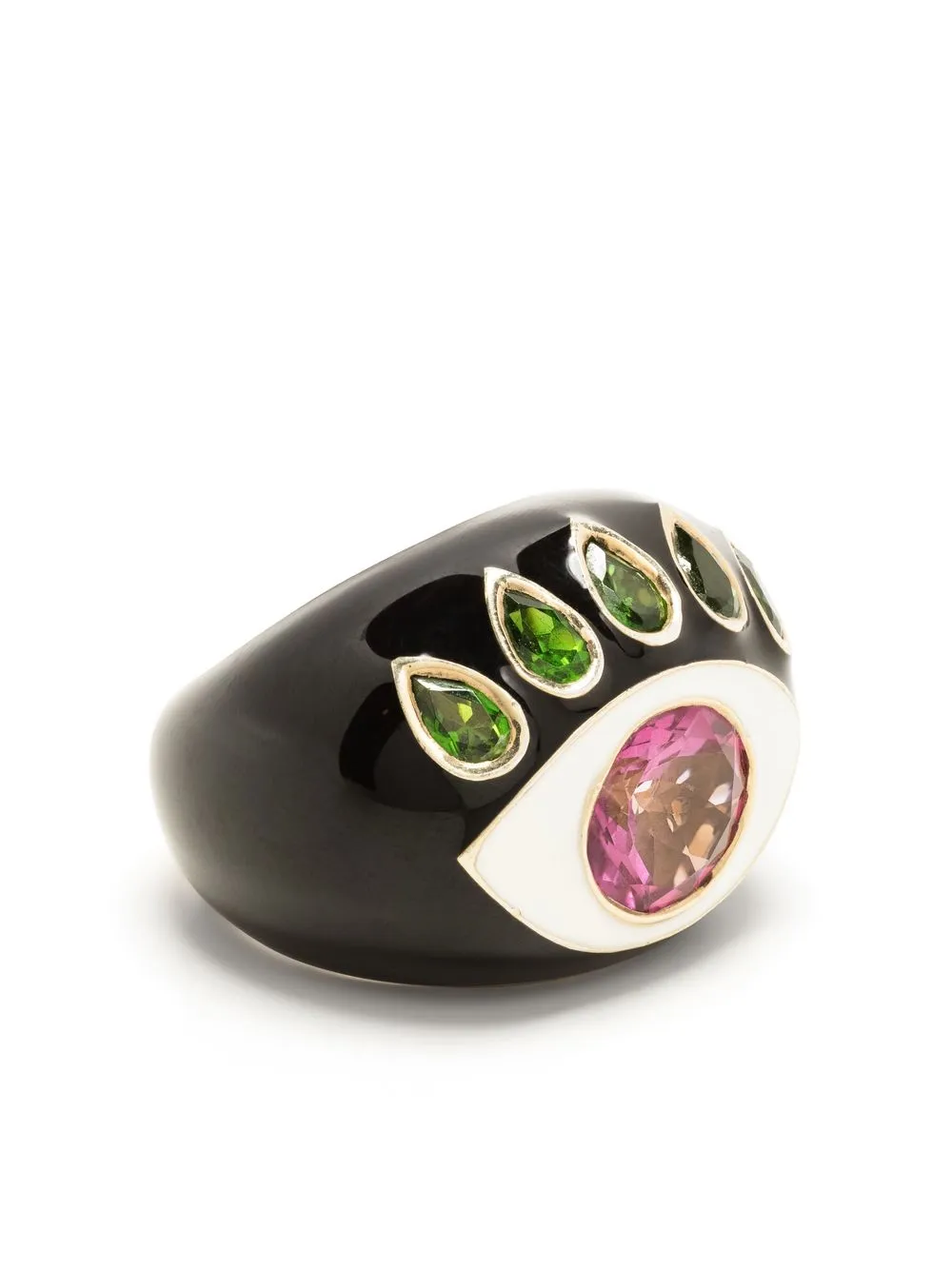 

Nevernot 18kt yellow gold 'Show N Tell' Ready to See You enamel ring - Pink