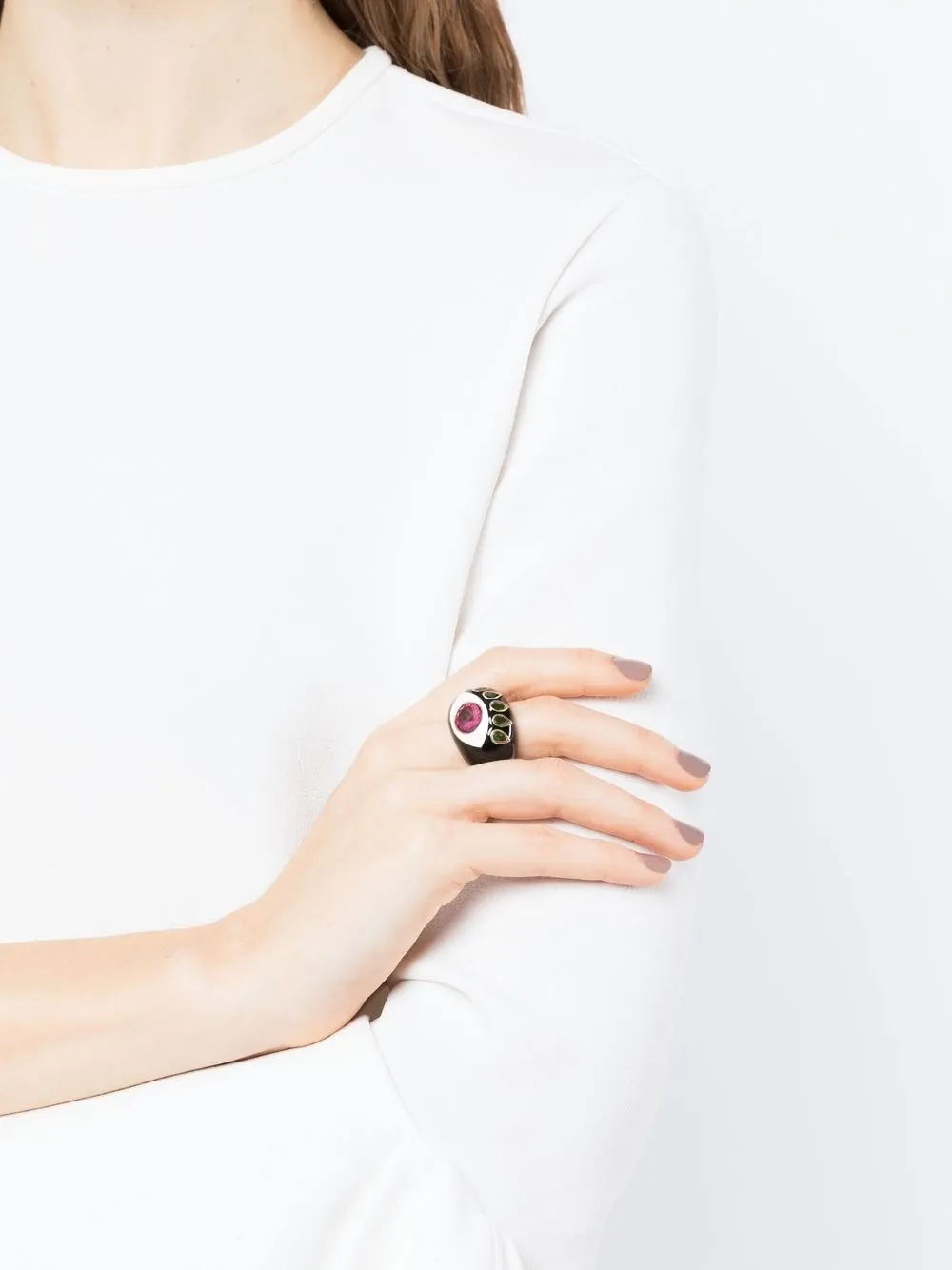 Nevernot 18kt geelgouden ring - Roze