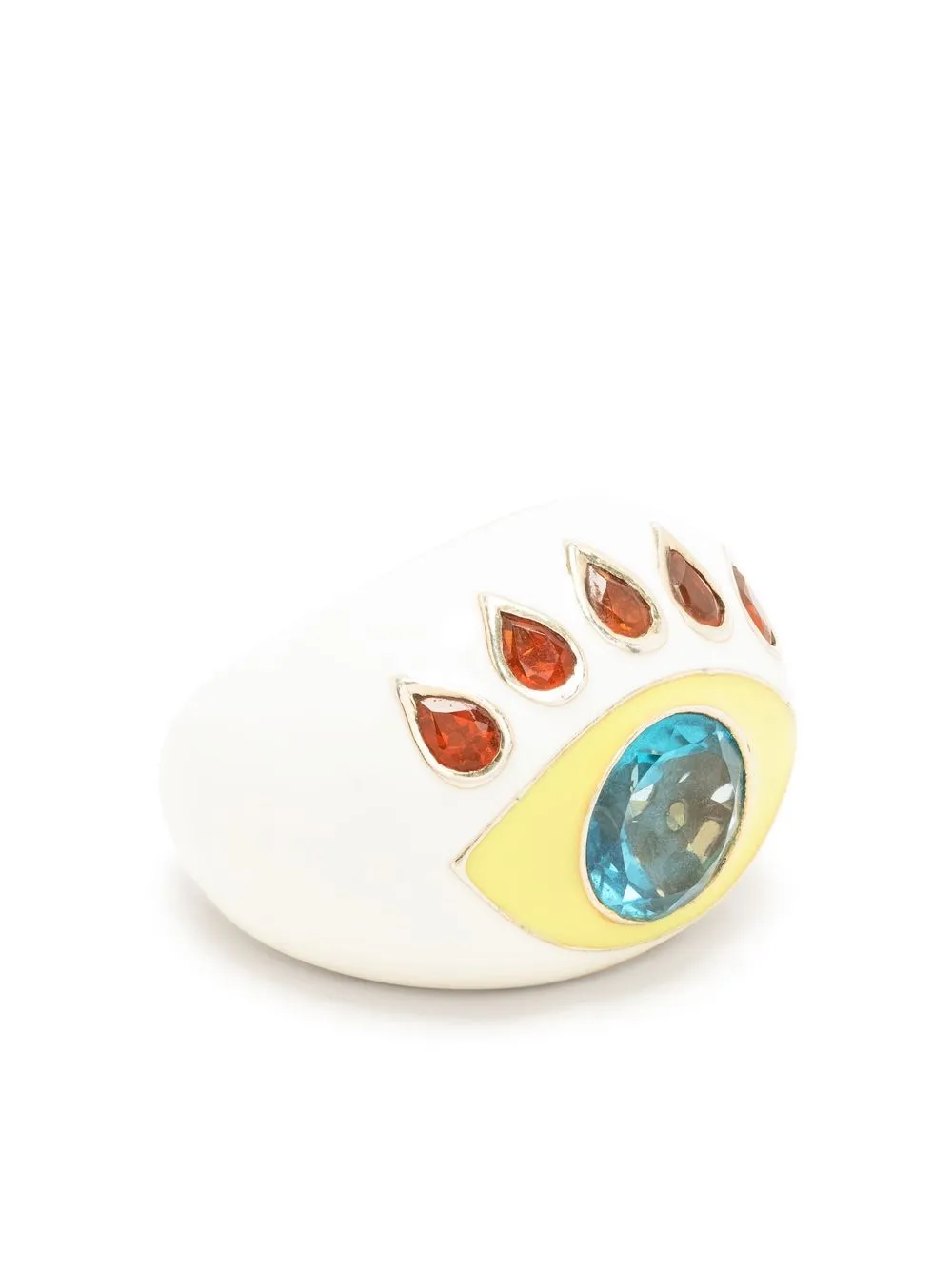 

Nevernot 18kt gold 'Show n Tell' Ready to See You enamel ring - White