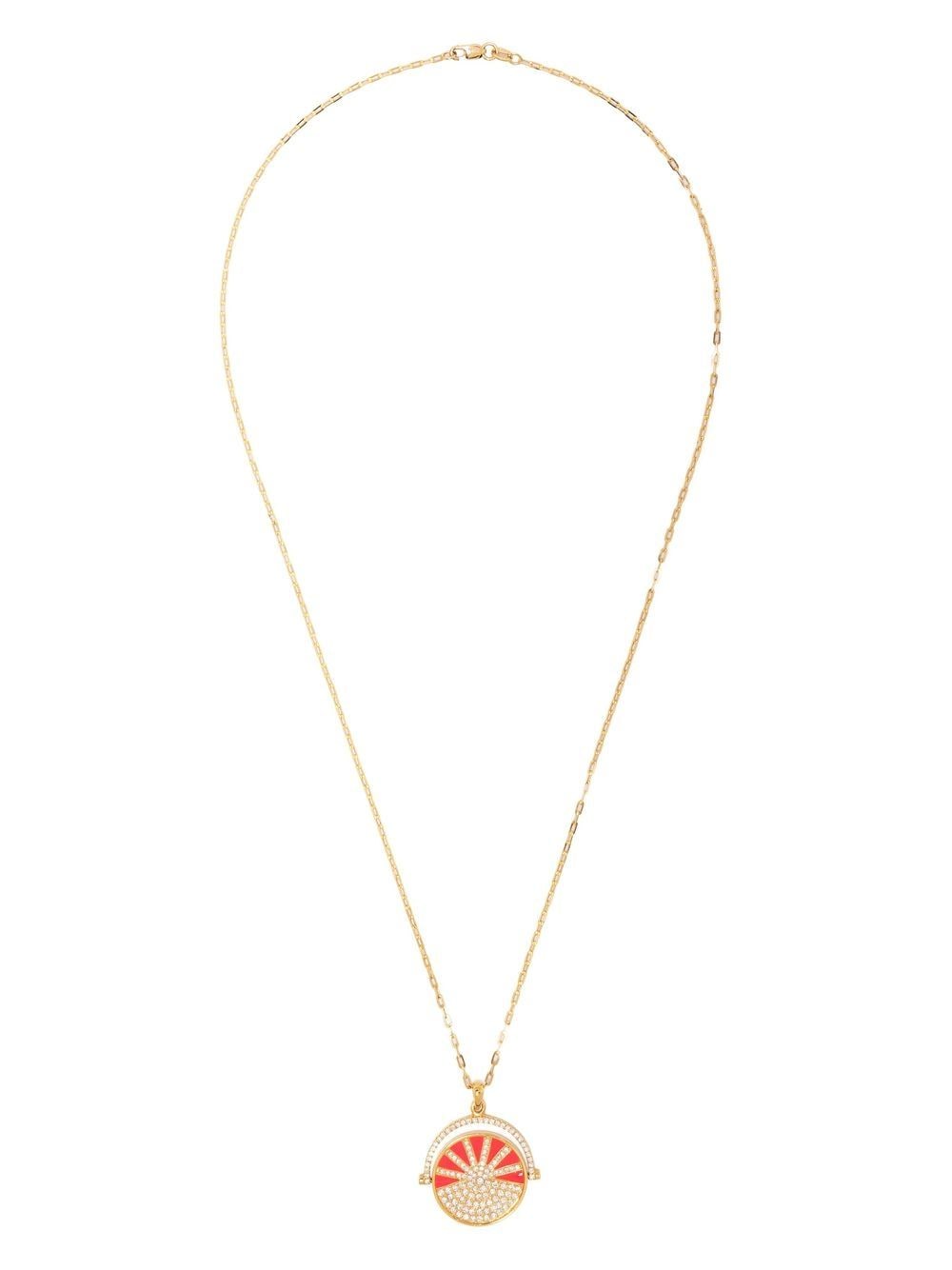 Shop Nevernot 18kt Gold 'grab N Go' Ready 2 Laugh Enamel And Diamond Necklace